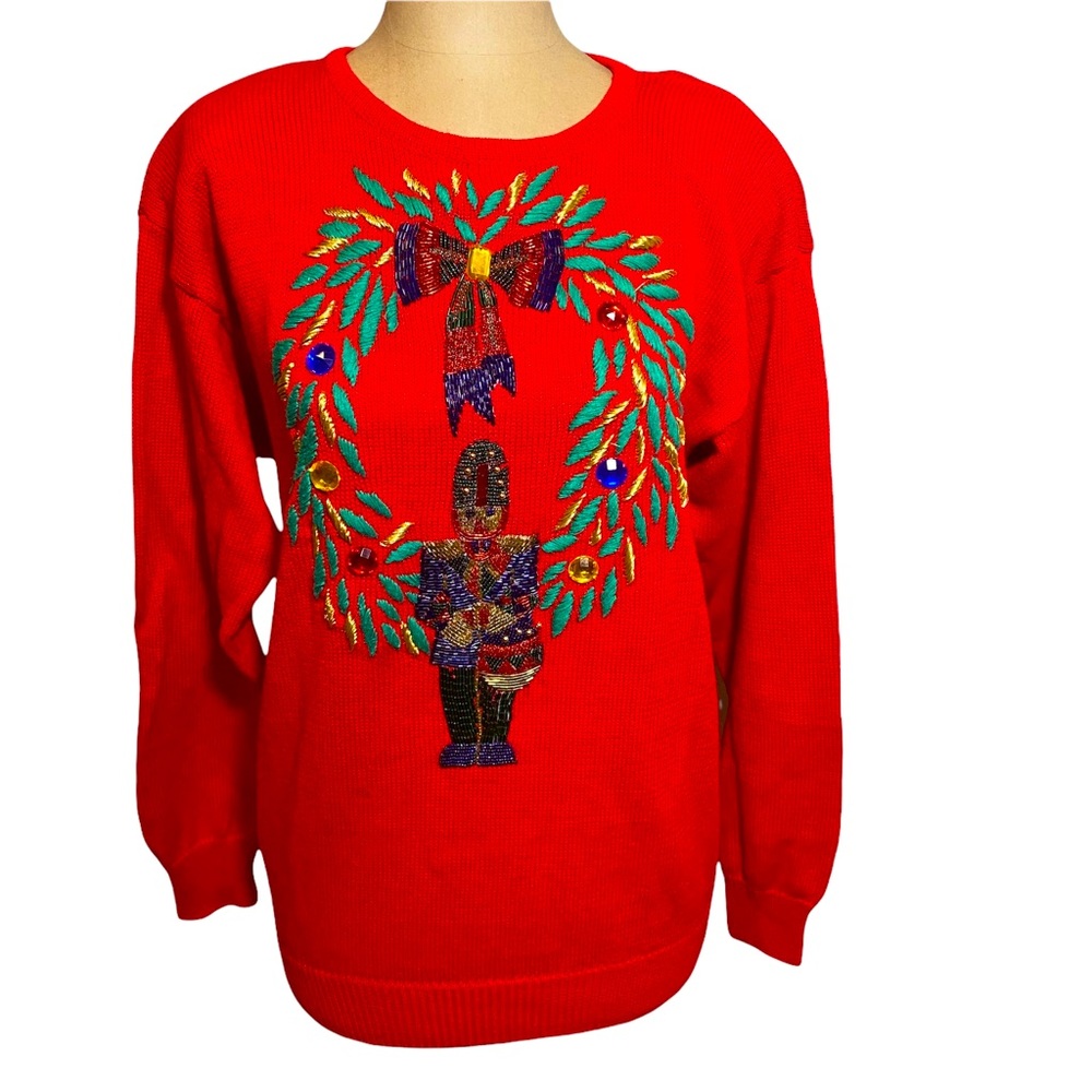 Linsey Blake Early 90’s Nutcracker Christmas beaded Sweater